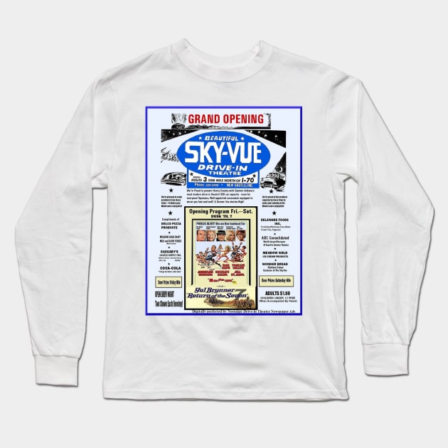 Skyvue Drive-in Grand Opening Poster Long Sleeve T-Shirt by ADVENTURELAND VIDEO